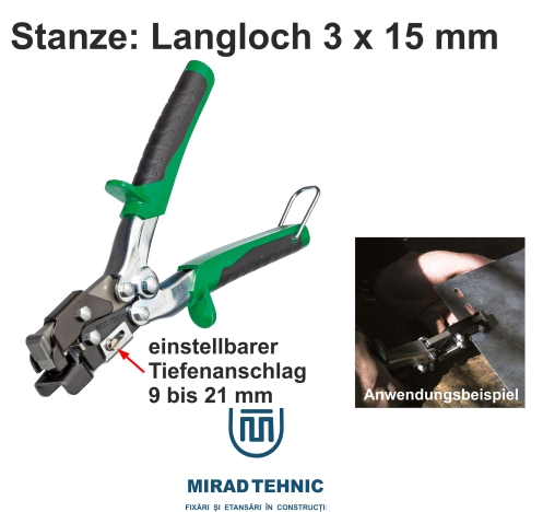 Clește perforator pentru gauri alungite 3x15mm