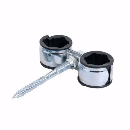 Colier dublu cu manson EPDM cu surub filet lemn-metal - Colier dublu cu manson EPDM 2x22mm + cu surub filet lemn-metal cutie 100 buc - 1 buc