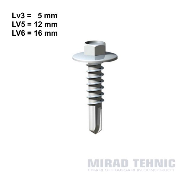 Autoperforant cu flansa HFL 14 mm, perforare LV5 ( max 12mm ) si LV6 ( max 16mm ) - imagine 6